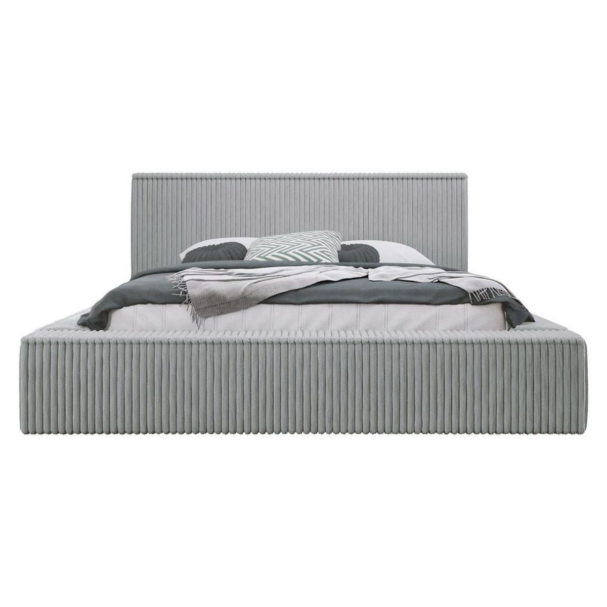 BEST MOBILIER Swan - lit coffre - 140x200 cm - sommier inclus - en velours côtelé grosses côtes