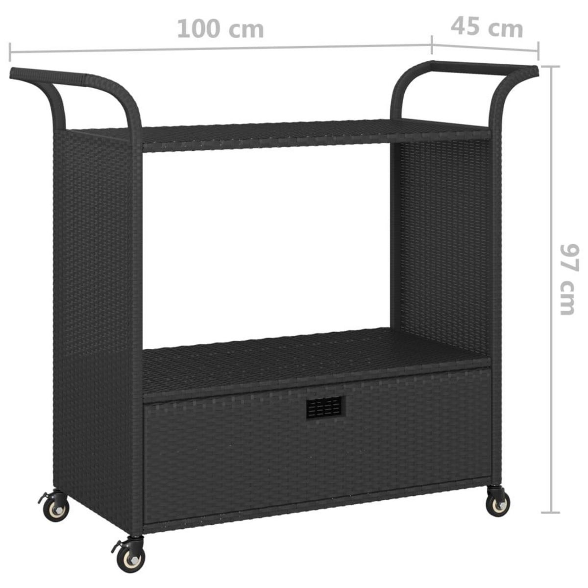 VIDAXL Chariot de bar avec tiroir Noir 100x45x97 cm Resine tressee