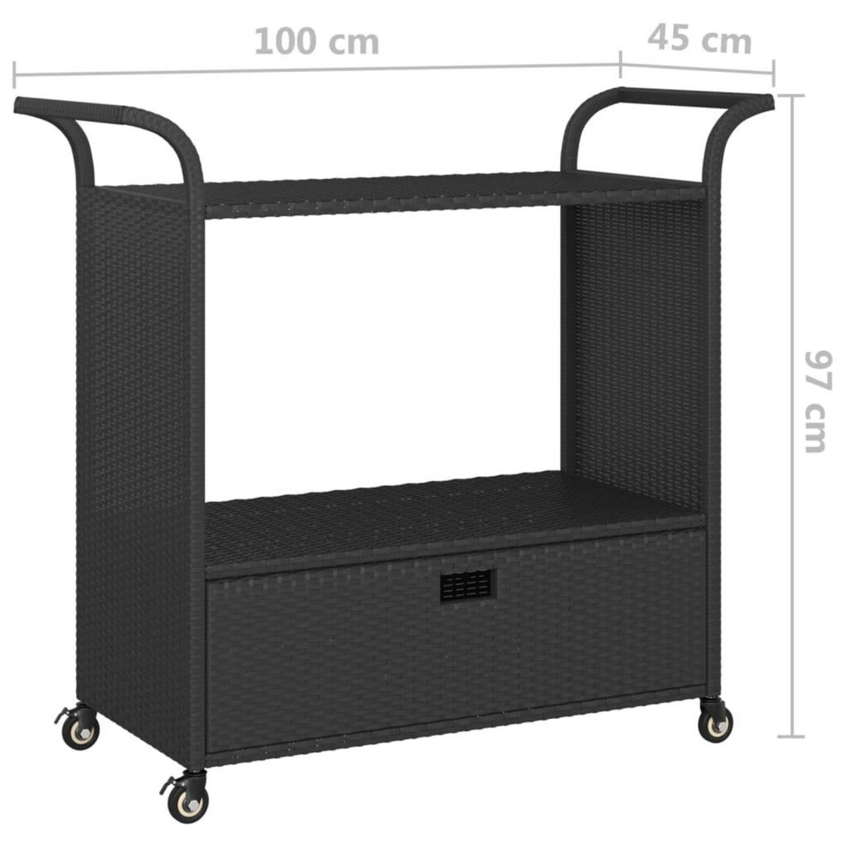 VIDAXL Chariot de bar avec tiroir Noir 100x45x97 cm Resine tressee