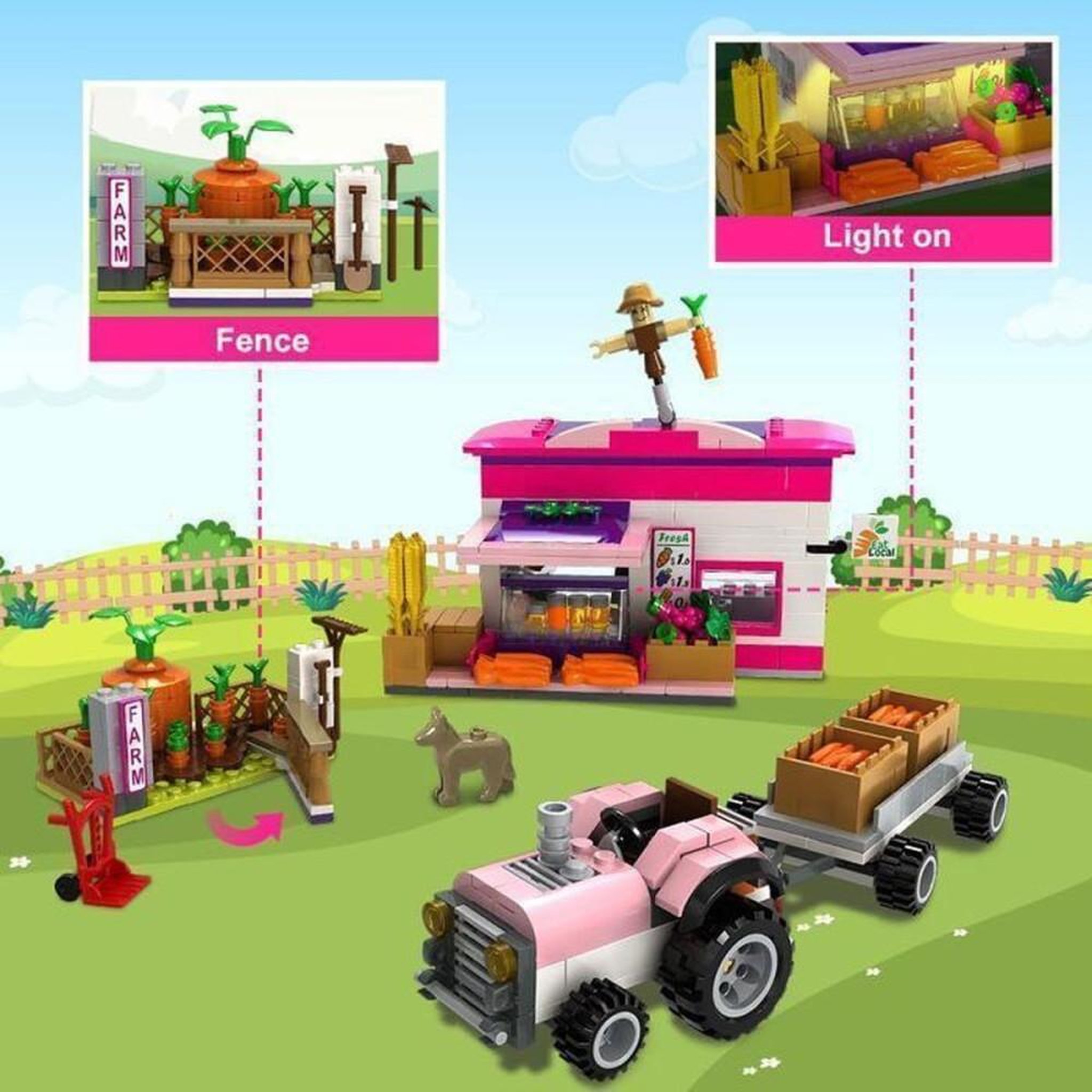 Voir la diapositive 3 : Ensemble de construction transformable 3-en-1 ferme 8831, 835 pièces avec LED