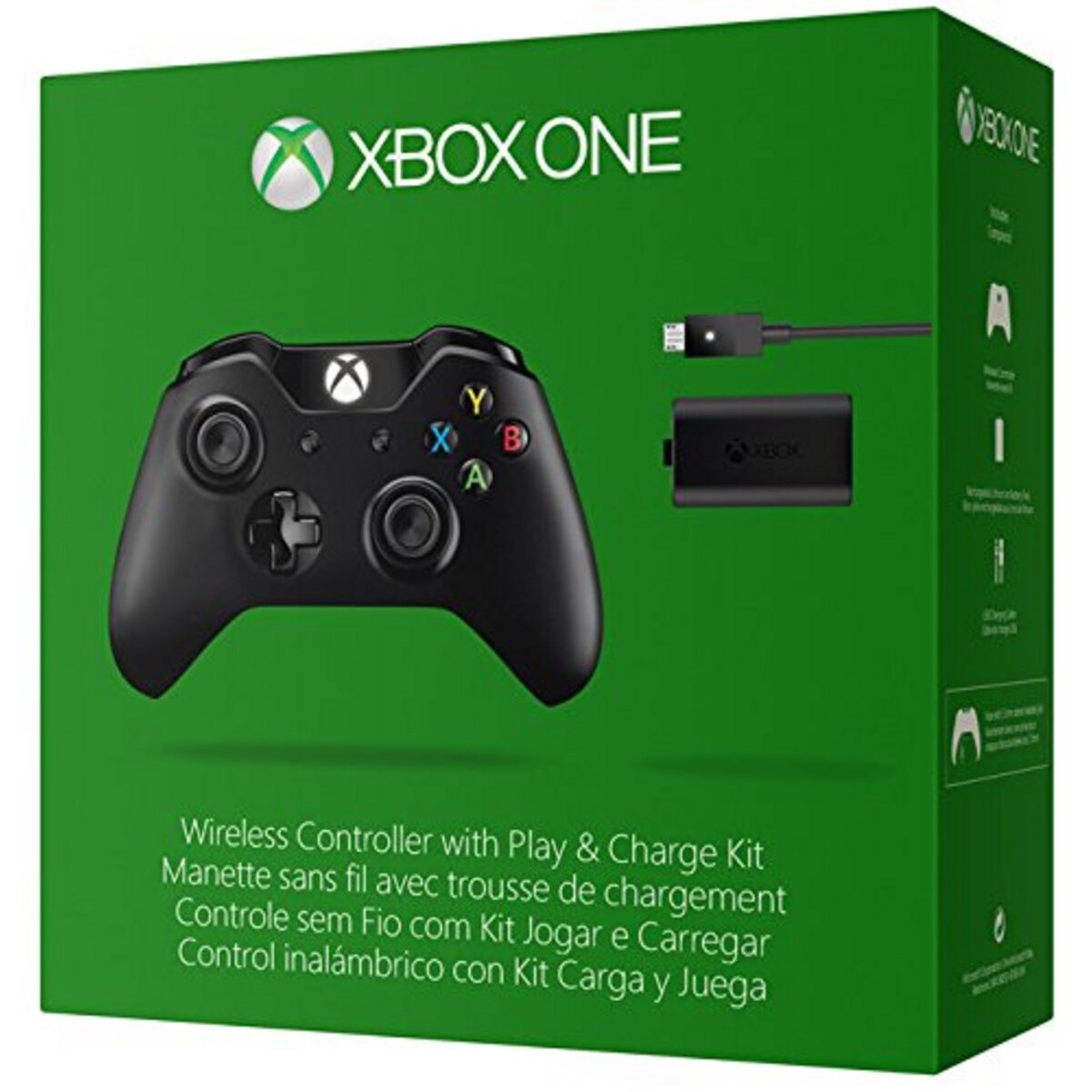 Manette sans fil pour Xbox One - noire + Play & Charge Kit pour Xbox One