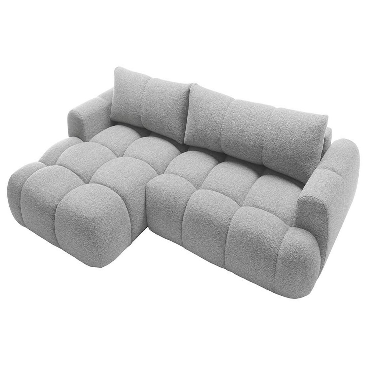 BEST MOBILIER Yulin - canapé d'angle gauche 4 places convertible avec coffre en tissu bouclette