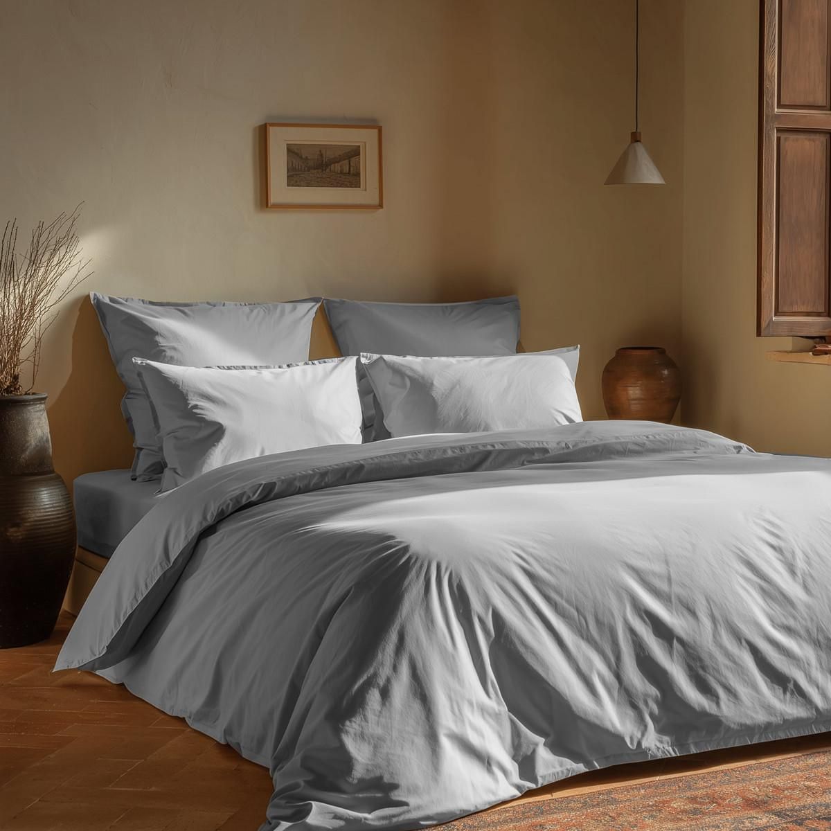 Sensei Maison Lot de 2 taies d'oreiller en coton lavé biologique ORGANIKA