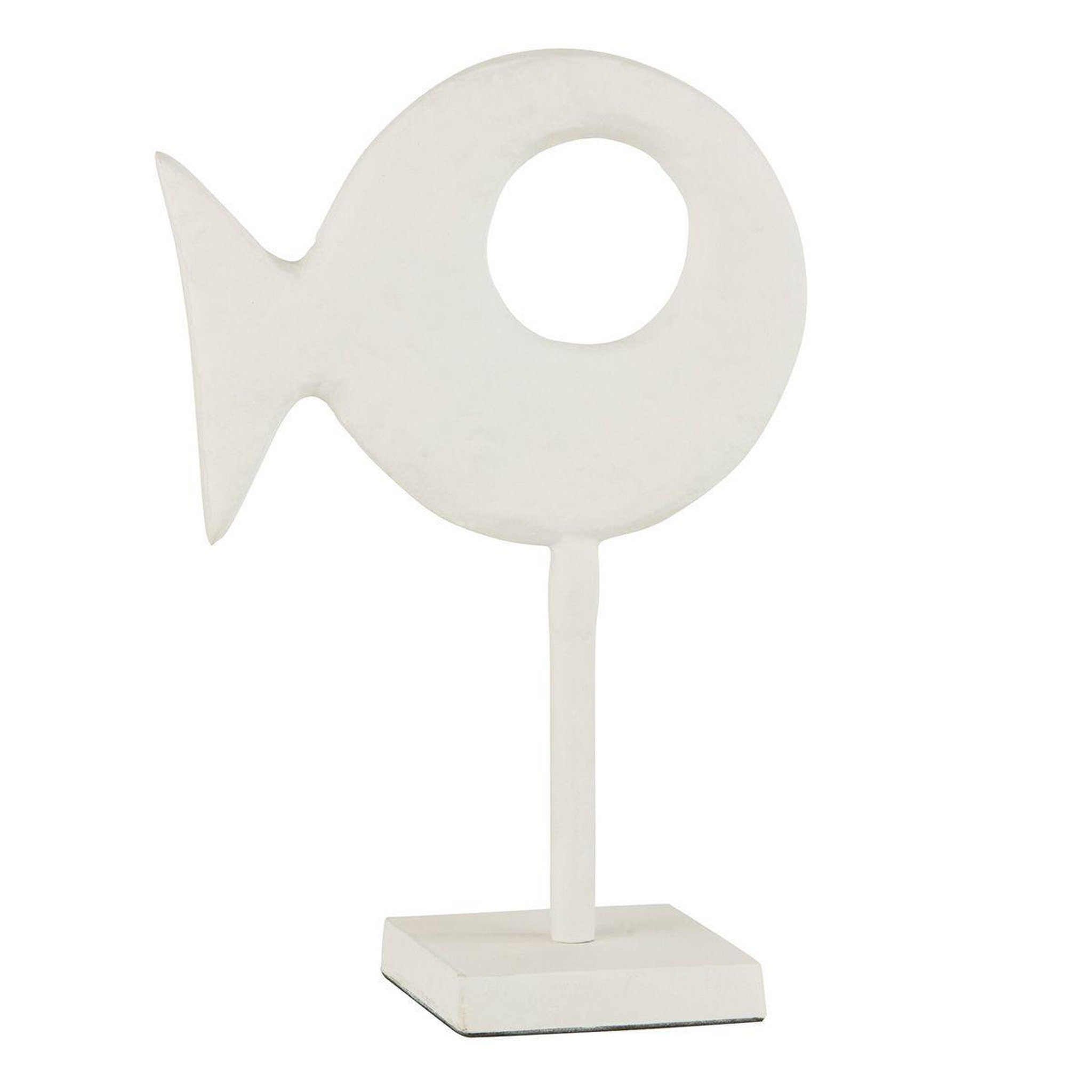 J-LINE Statuette sur pied  figurine poisson  30cm blanc