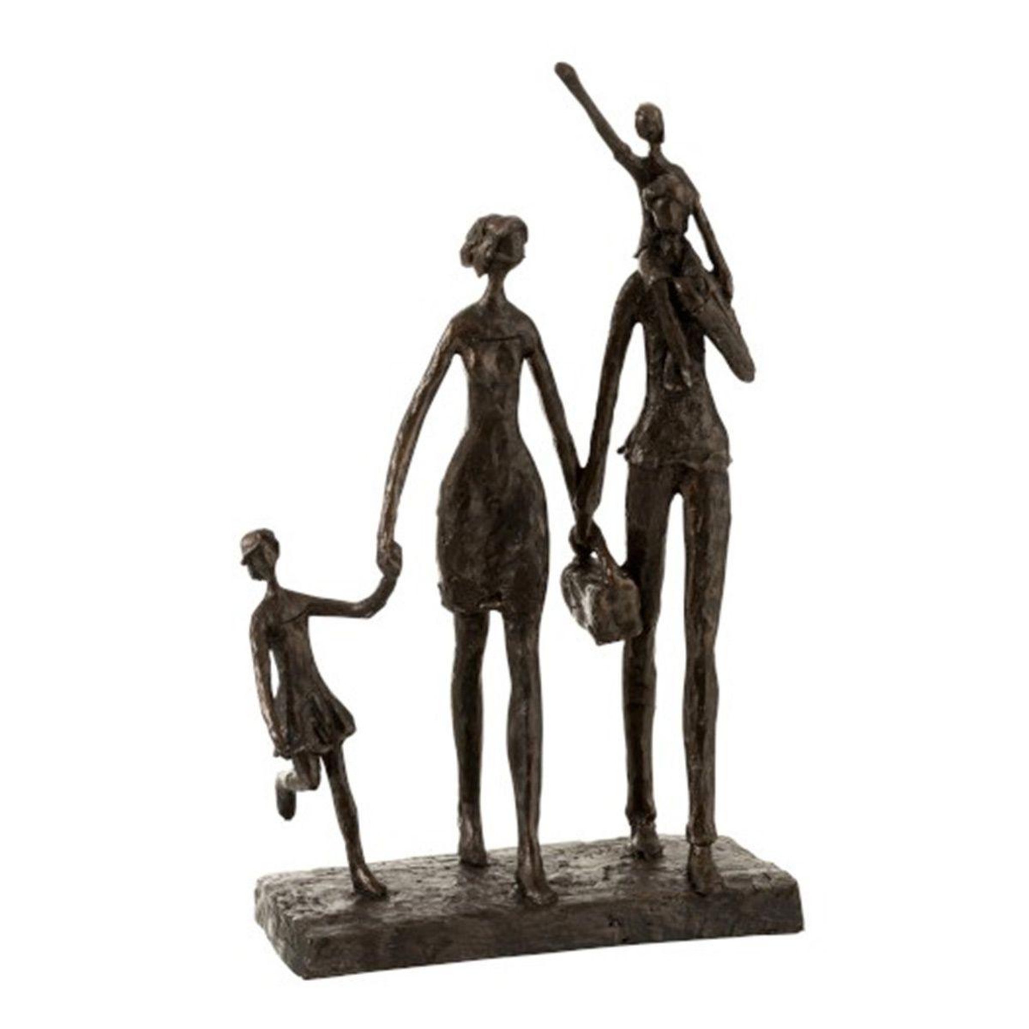 J-LINE Statuette déco  famille en promenade  38cm marron