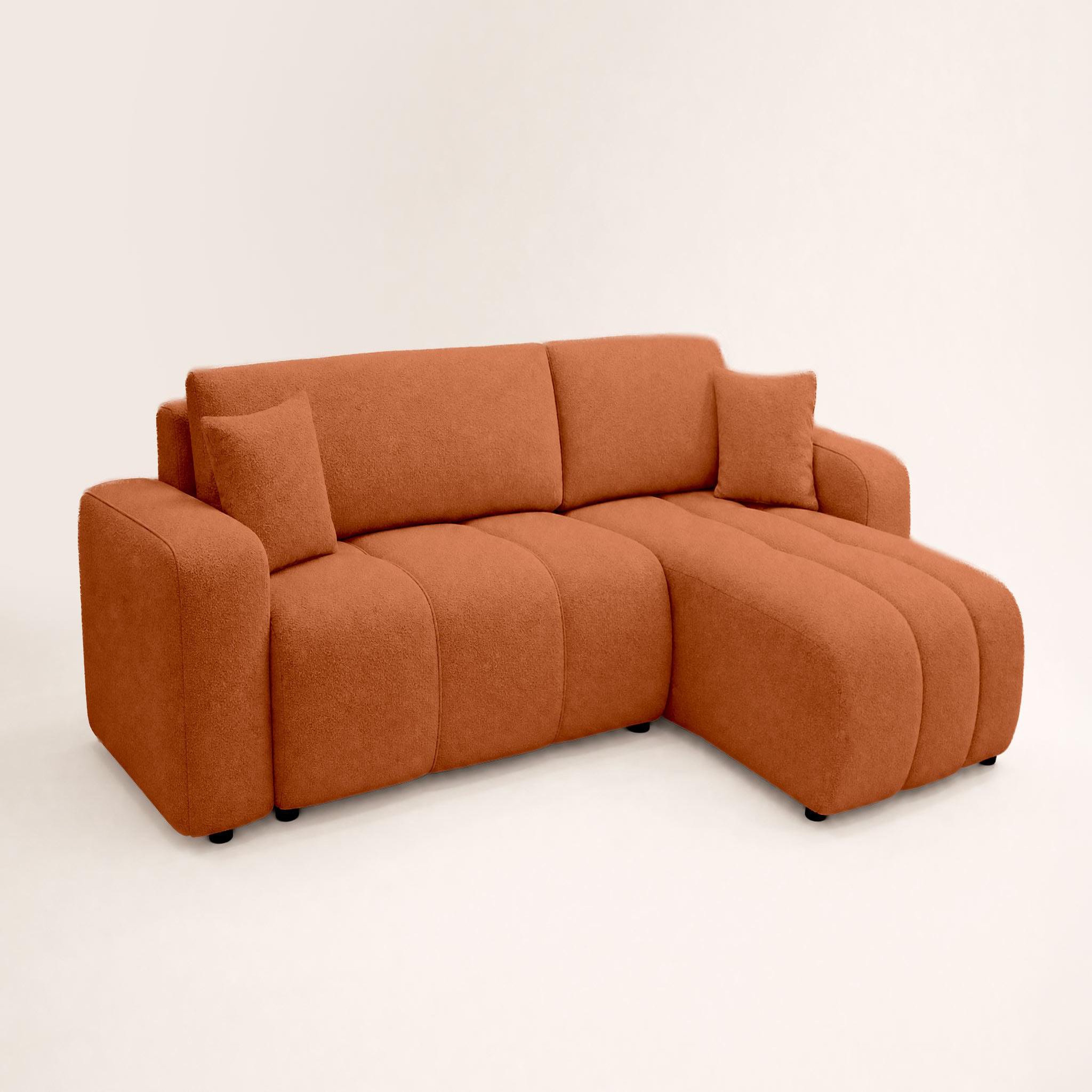 Voir la diapositive 4 : BEST MOBILIER Nicole - canapé d'angle réversible 4 places convertible avec coffre en tissu