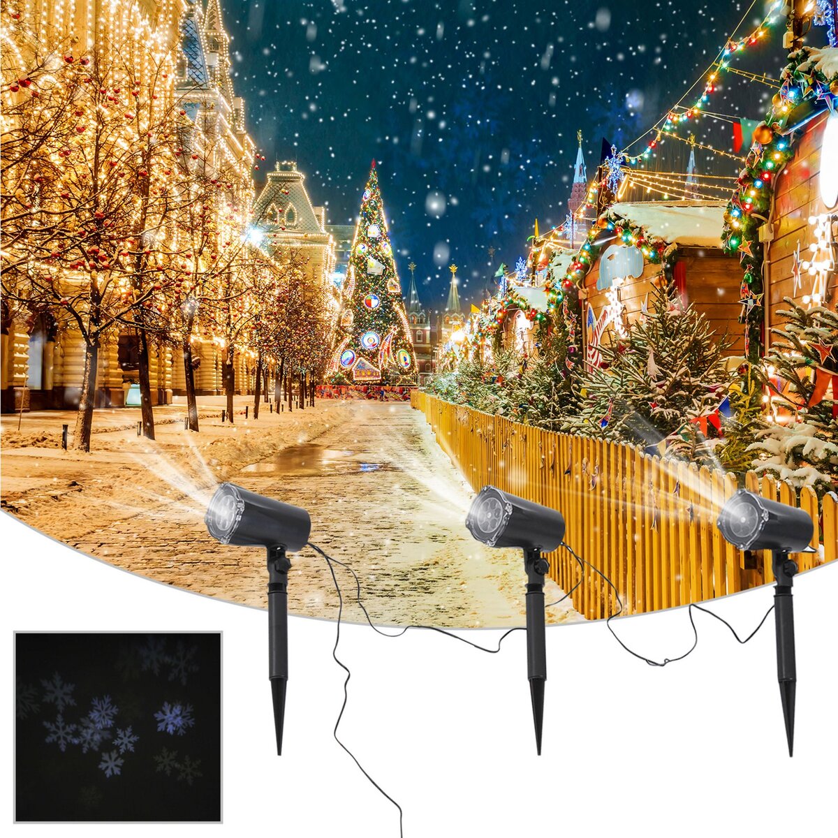HOMCOM Projecteur LED éclairage de Noël intérieur extérieur motif Noël  surface projection ajustable 10-30 m² noir pas cher 