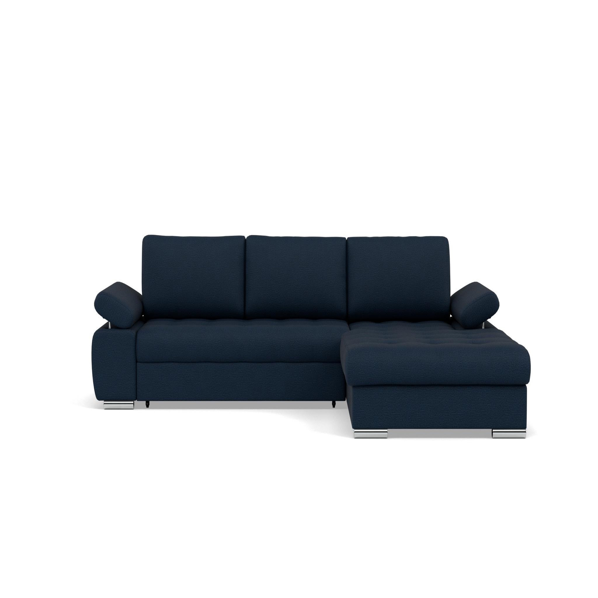 Voir la diapositive 1 : BEST MOBILIER Bianca - canapé d'angle droit 4 places convertible avec coffre en tissu texturé