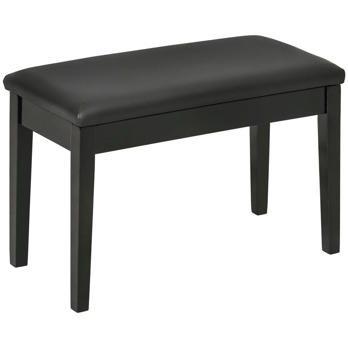 HOMCOM Banquette tabouret siège pour piano avec coffre de rangement pied bois hévéa revêtement synthétique noir