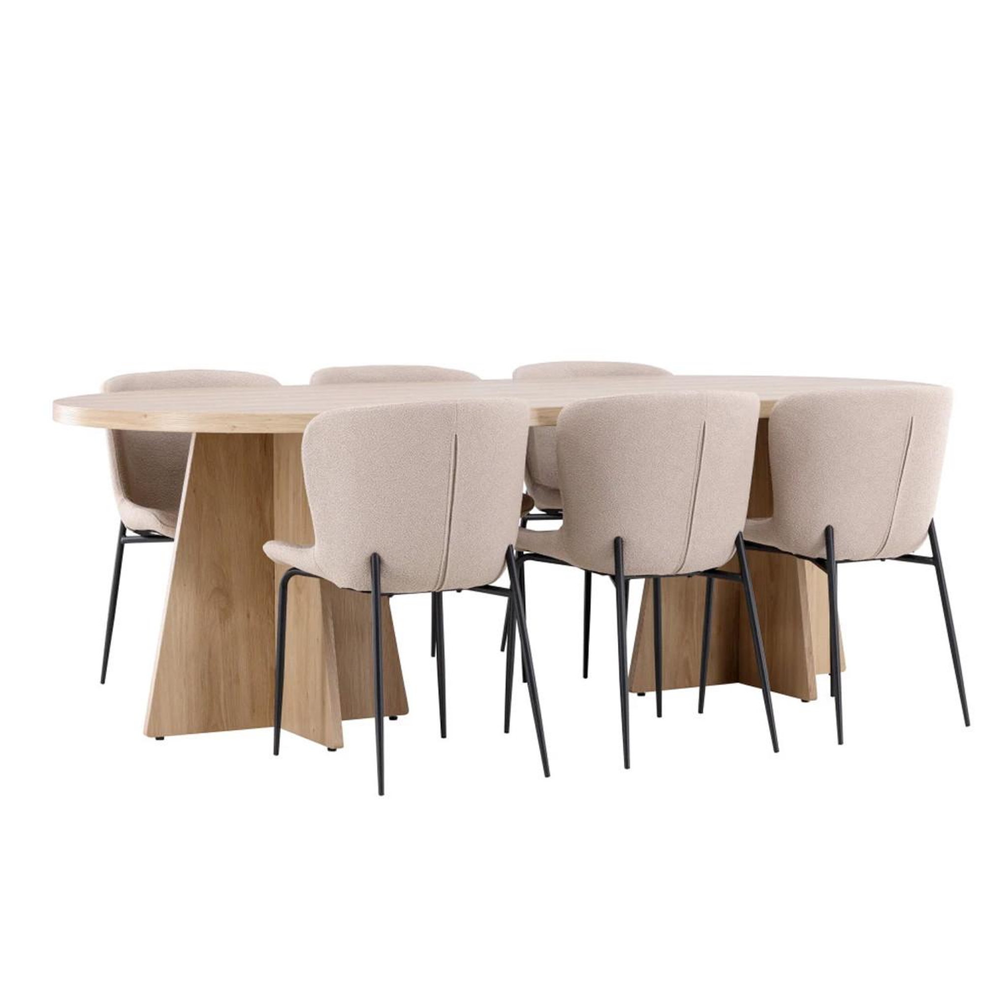 Paris Prix Ensemble table à manger & 6 chaises  bootcut & modesto  230cm naturel & beige