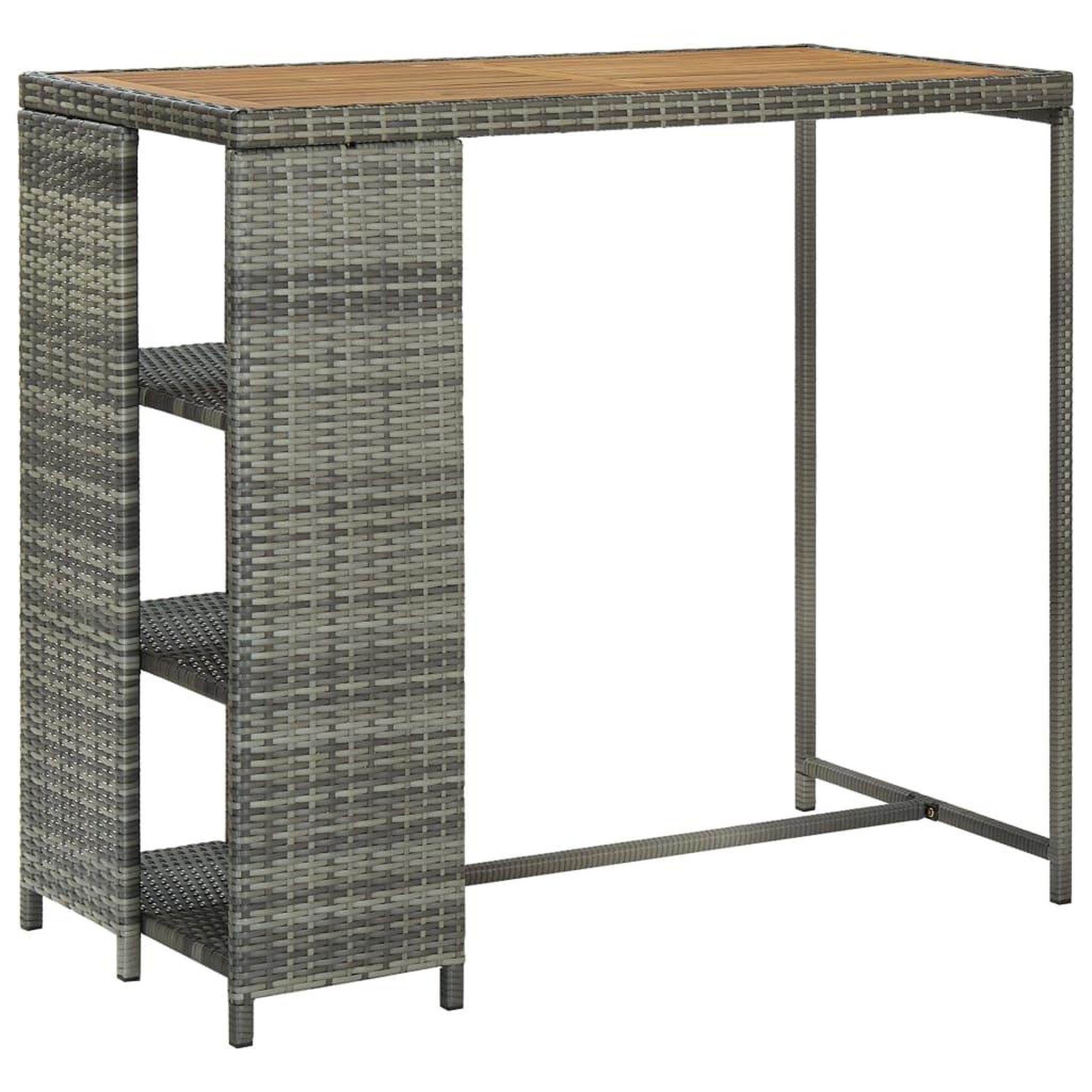 Voir la diapositive 1 : VIDAXL Table de bar avec rangement Gris 120x60x110 cm Resine tressee