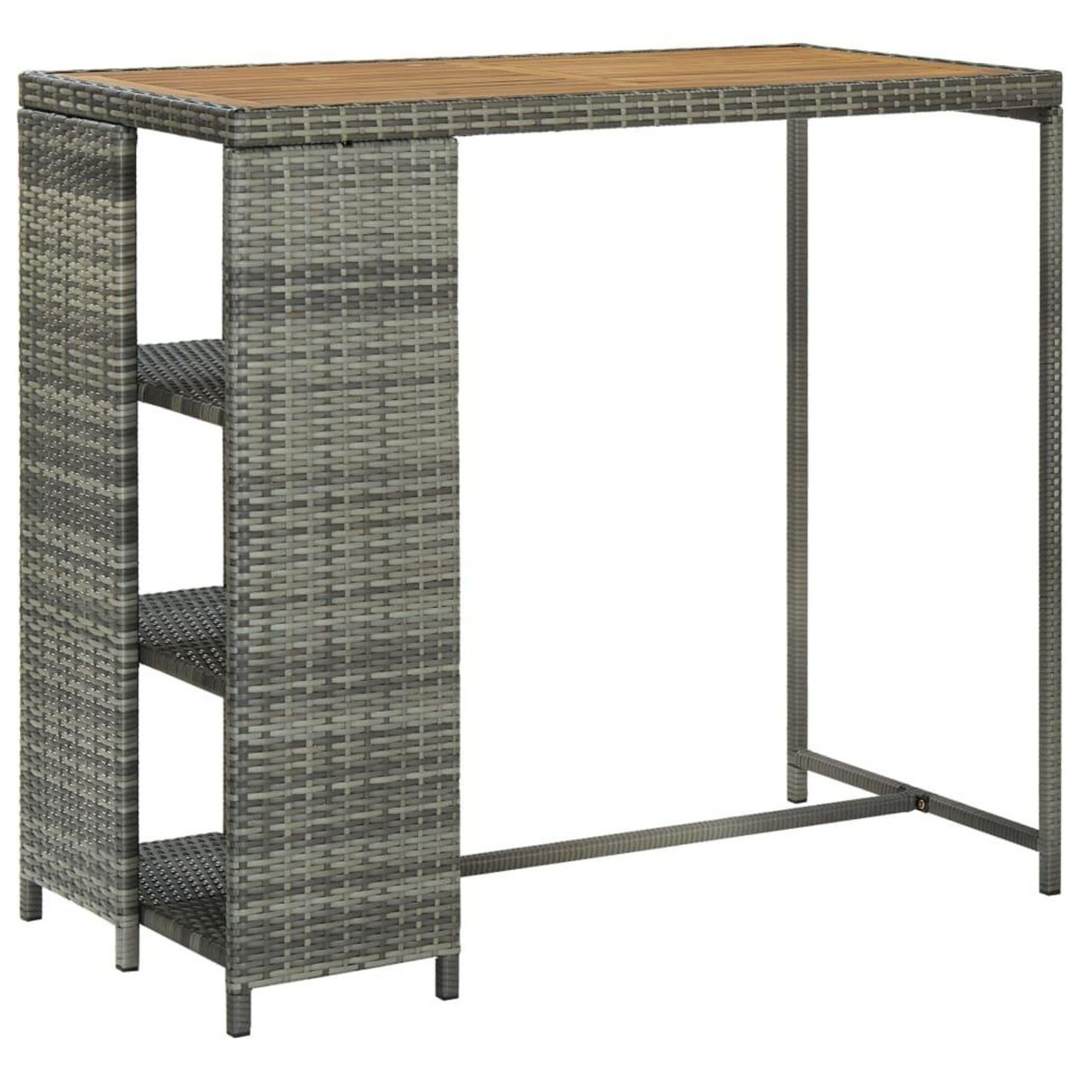 VIDAXL Table de bar avec rangement Gris 120x60x110 cm Resine tressee