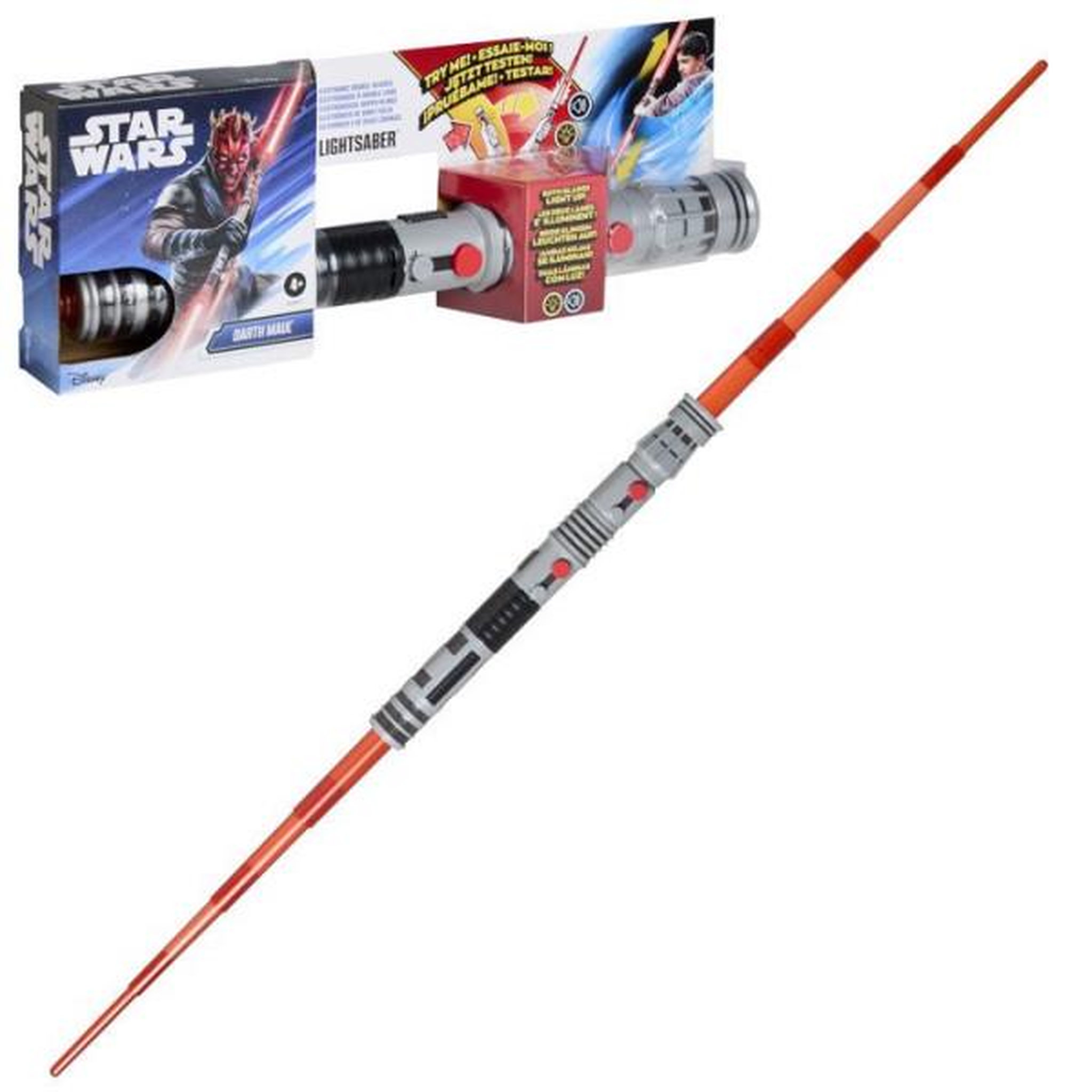 HASBRO Sabre laser de Dark Maul à double lame électronique de Star Wars, sabre laser rouge sous licence officielle, convient aux dég
