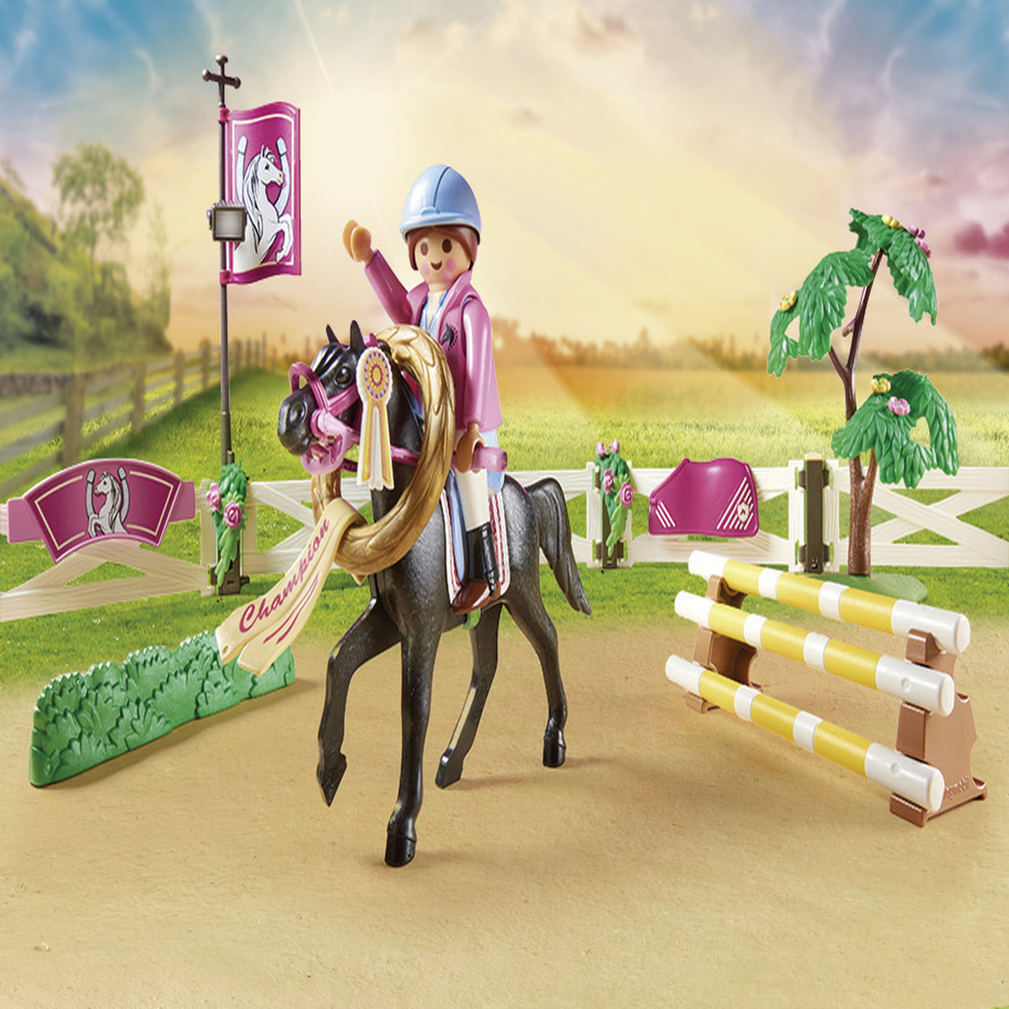 Voir la diapositive 4 : PLAYMOBIL 70996 - Parcours d'obstacles avec chevaux