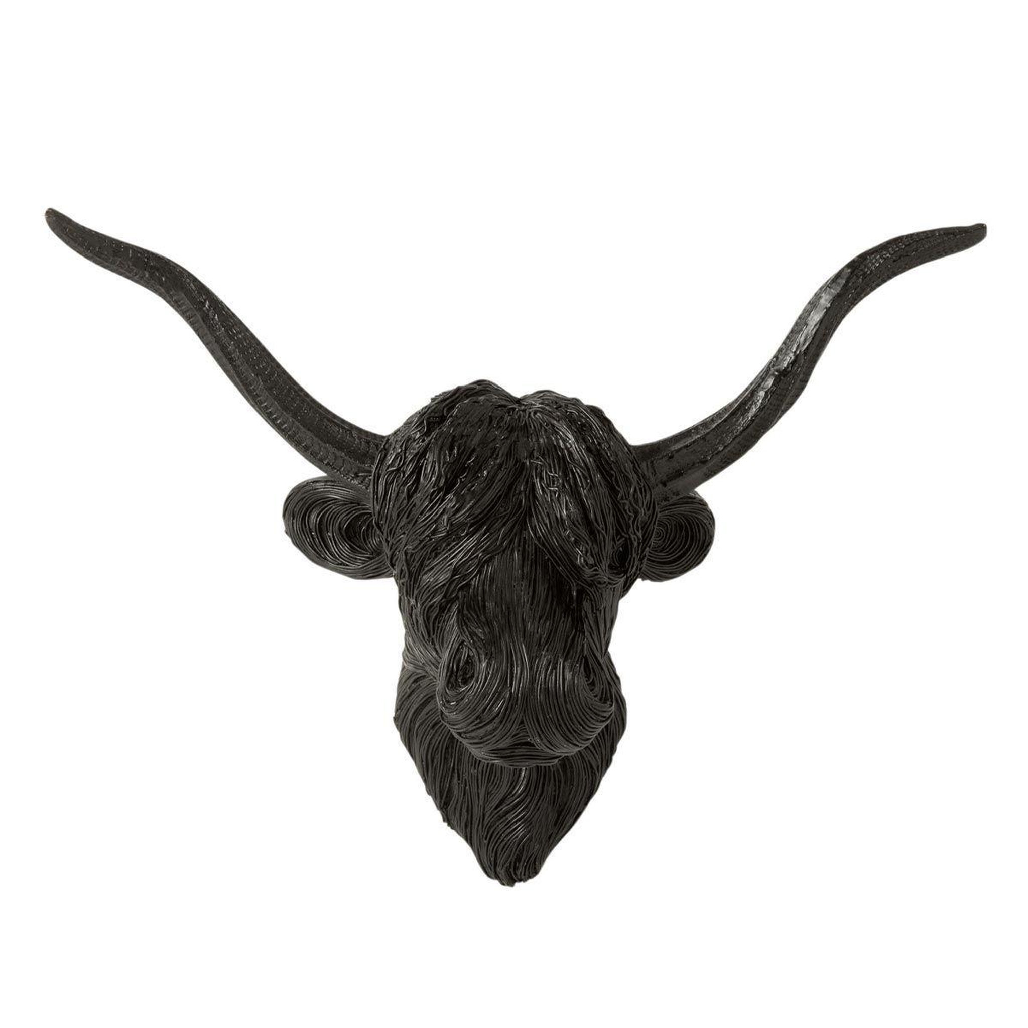 Voir la diapositive 1 : J-LINE Trophée mural déco  tête de buffle  42cm noir