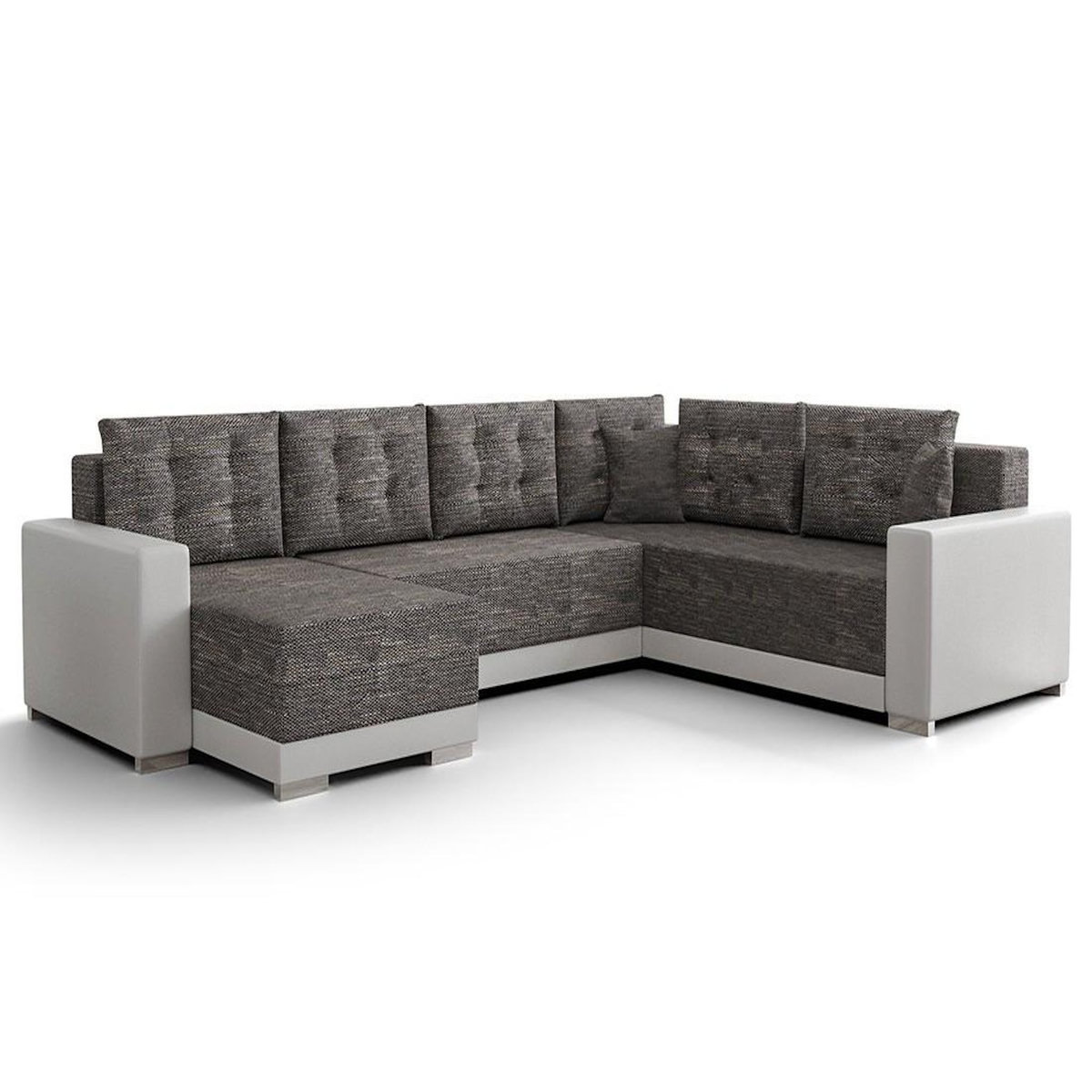 BEST MOBILIER Roger - canapé panoramique d'angle réversible 7 places convertible avec coffre en tissu
