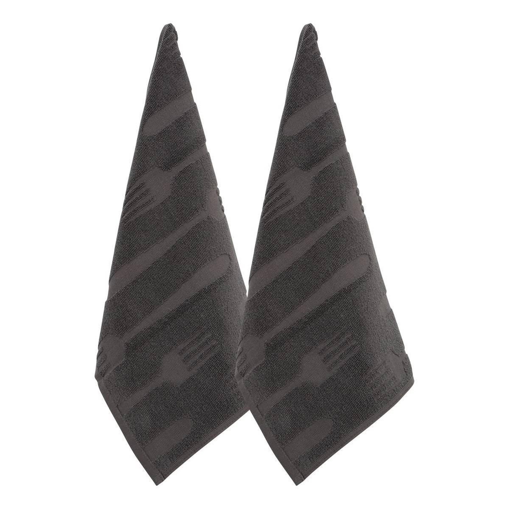 ATMOSPHERA Lot de 2 torchons de cuisine  terry  45x70cm gris