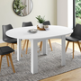 Voir la diapositive 2 : ID MARKET Table à manger extensible ronde DONA 4-8 personnes blanc 110-150 cm