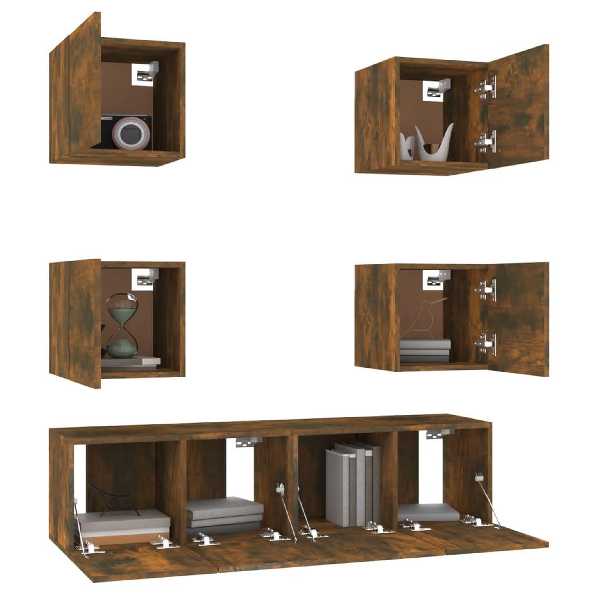 Voir la diapositive 5 : VIDAXL Ensemble de meubles TV 6 pcs Chene fume Bois d'ingenierie
