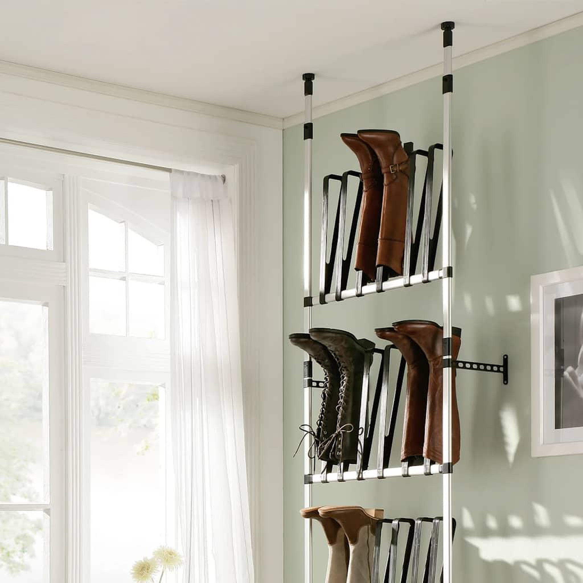 Voir la diapositive 4 : VIDAXL Etagere a bottes telescopique avec barres aluminium