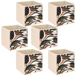 FIVE Lot de 6 boites de rangement LAURIA - L. 31 x l.31 x H. 31 cm - Beige
