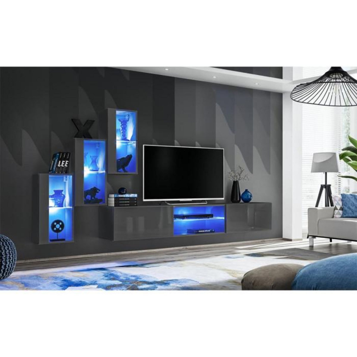 Paris Prix Ensemble Meuble TV Design  Switch XXII  210cm Gris