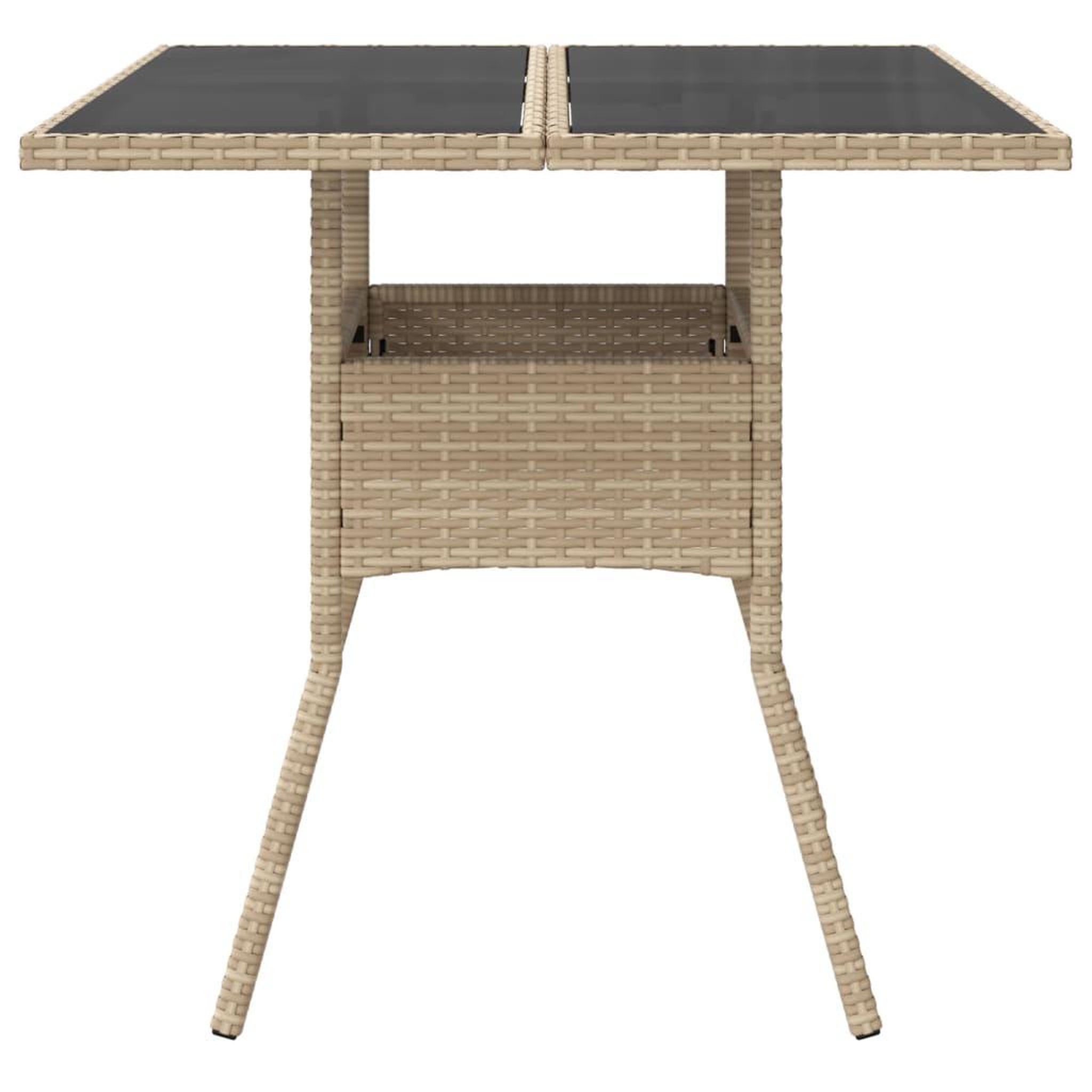 Voir la diapositive 4 : VIDAXL Table de jardin dessus en verre beige 80x80x75cm resine tressee