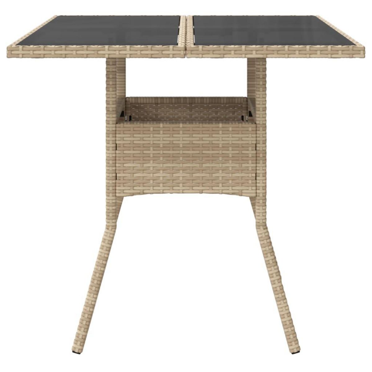 VIDAXL Table de jardin dessus en verre beige 80x80x75cm resine tressee