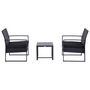 Voir la diapositive 2 : OUTSUNNY Salon de jardin 2 places - 3 pièces 2 chaises avec coussins + table basse - plateau verre trempé - résine tressée 4 fils imitation rotin noir