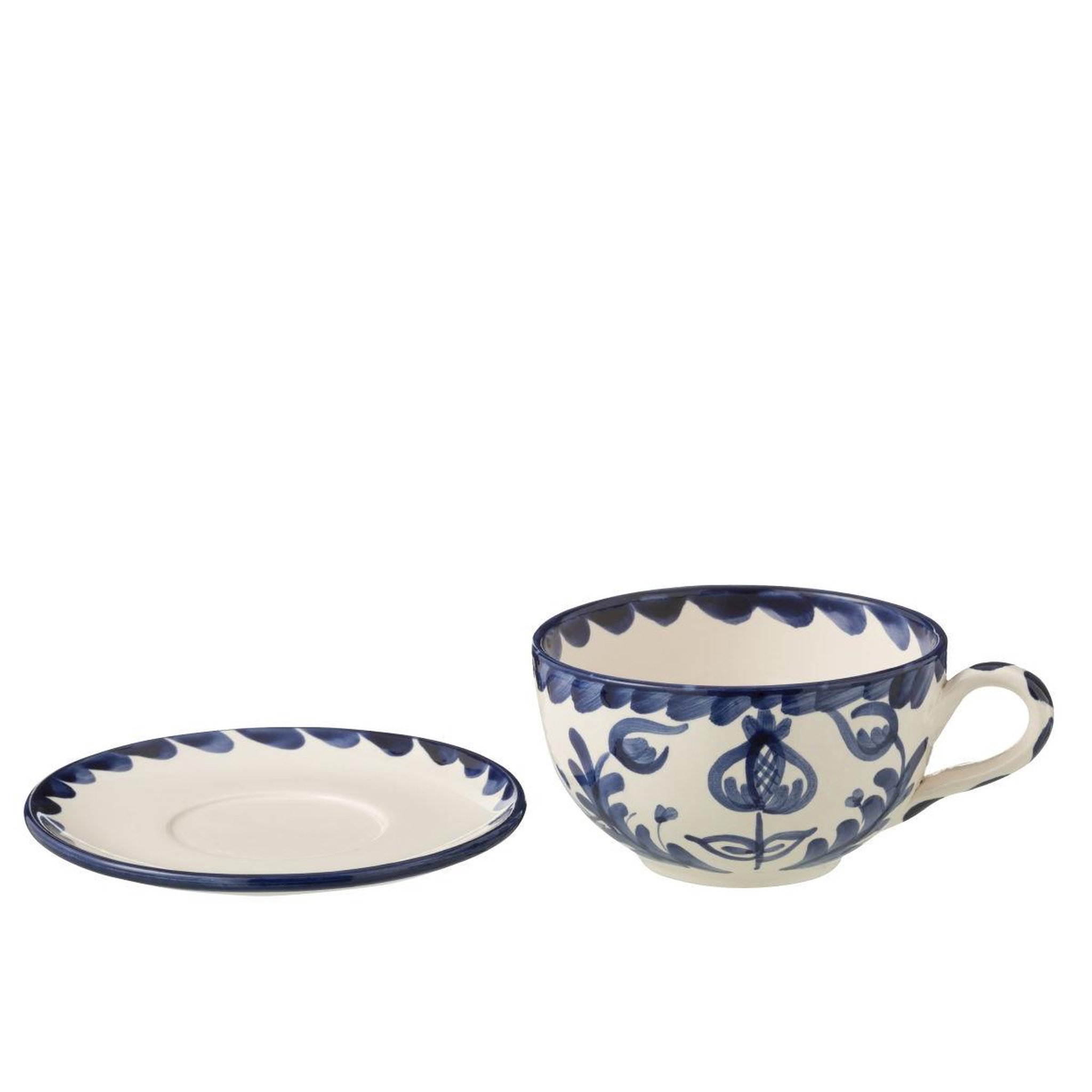 Voir la diapositive 2 : J-LINE Tasse avec sous-tasse en céramique  granada  50cl bleu cobalt
