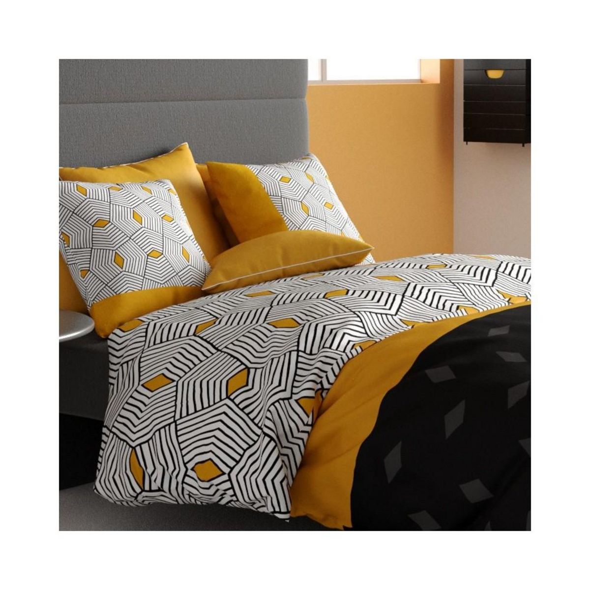 ATELIER DU COTON Housse de couette 260x240 + 2 taies coton 57 fils