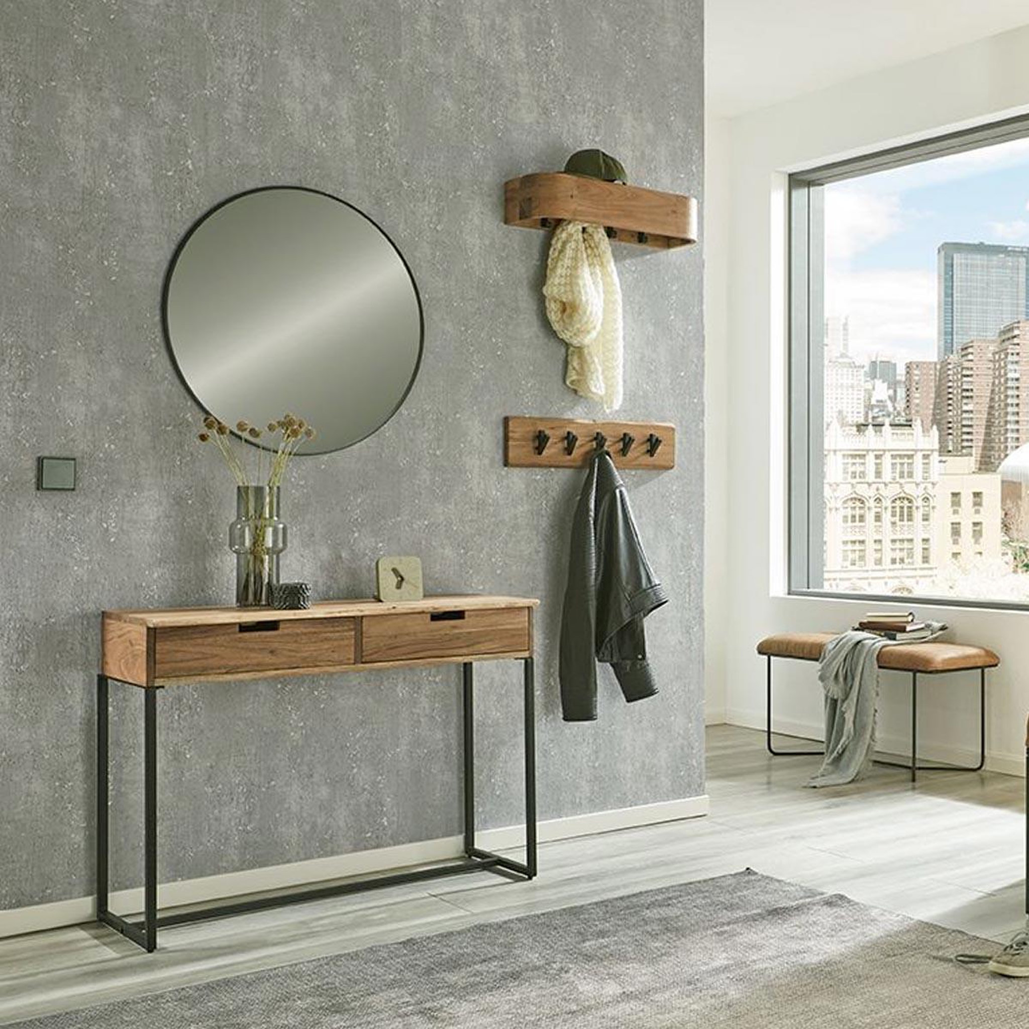 Voir la diapositive 6 : Paris Prix Console 2 tiroirs  sphera  100cm naturel & noir