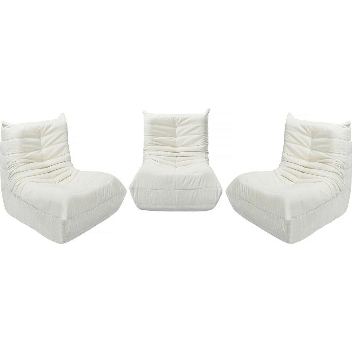 Habitat et Jardin Lot de 3 chauffeuses pour canapé modulables en tissu texturé  Velasca  - Blanc