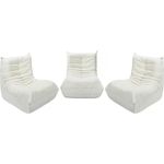 Habitat et Jardin Lot de 3 chauffeuses pour canapé modulables en tissu texturé  Velasca  - Blanc