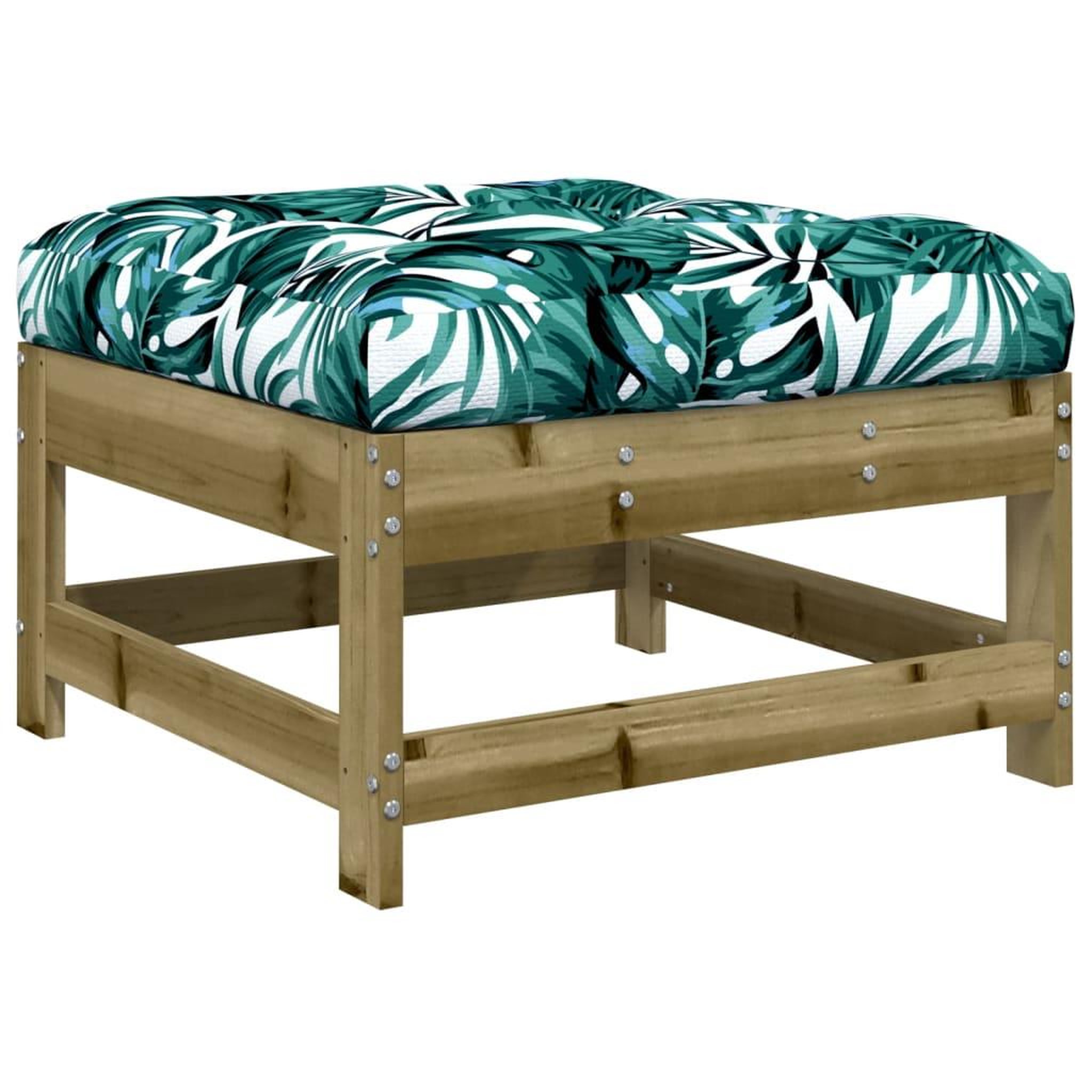 Voir la diapositive 4 : VIDAXL Repose-pieds de jardin et coussins lot de 2 bois pin impregne