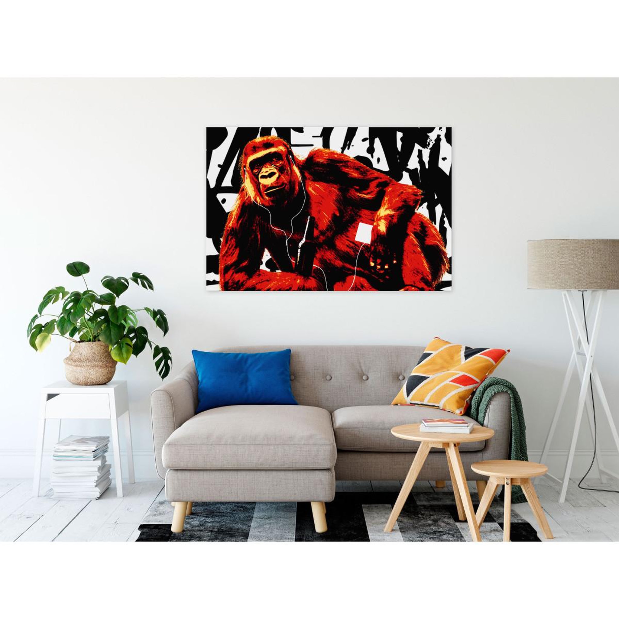 Voir la diapositive 2 : Paris Prix Tableau Imprimé  Pop Art Monkey Narrow Red