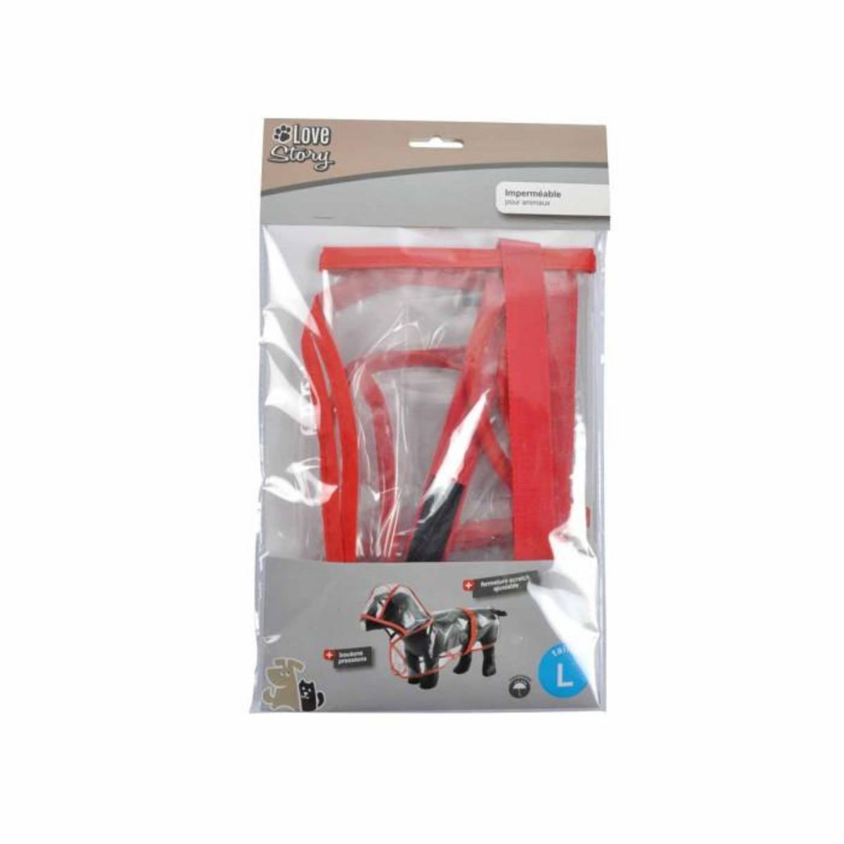 Paris Prix Imperméable pour Chien  Transparent  40cm Rouge