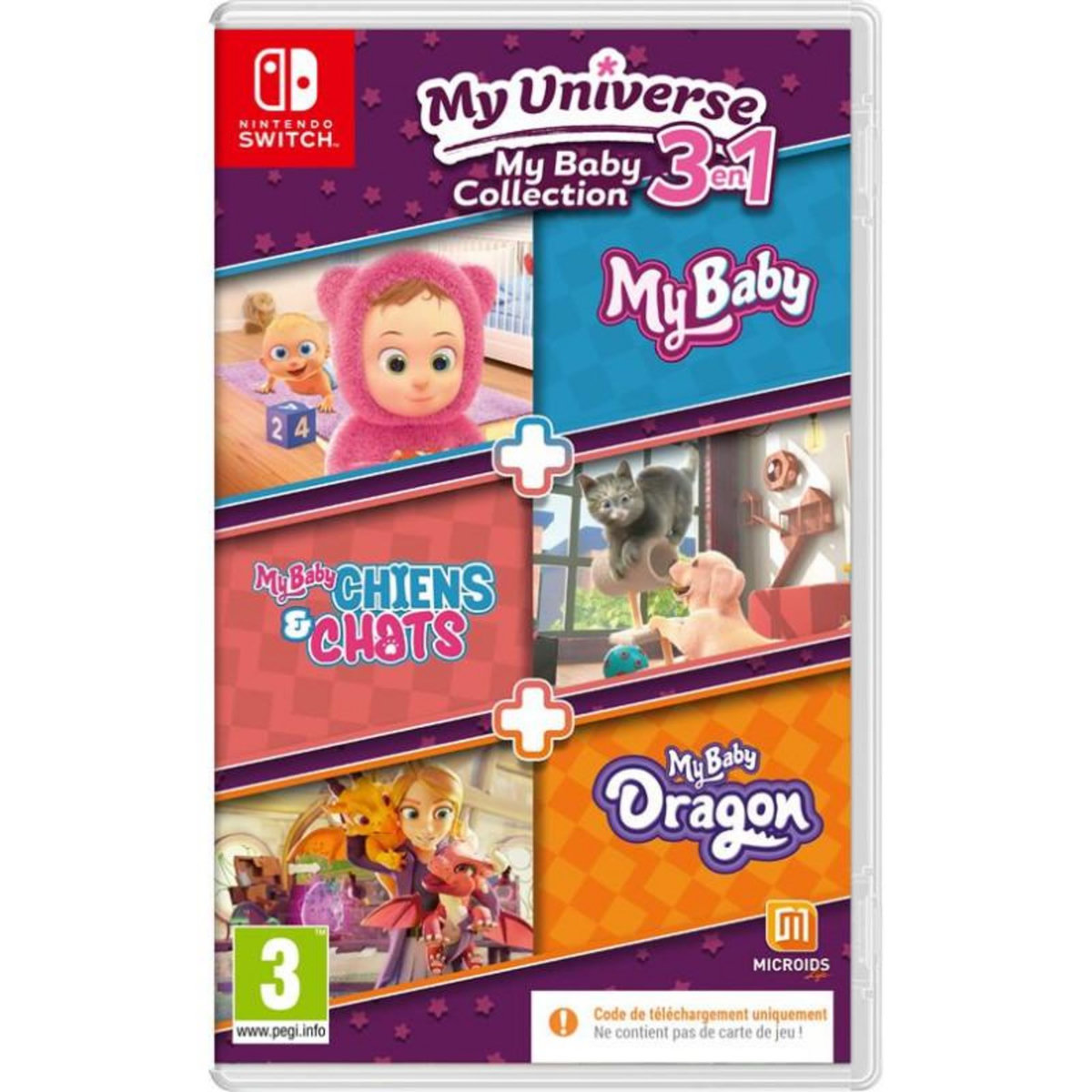 MICROIDS My Universe My Baby Collection 3 Jeux en 1 My Baby + My Baby Chiens & Chats + My Baby Dragon Code in a box Nintendo Switch