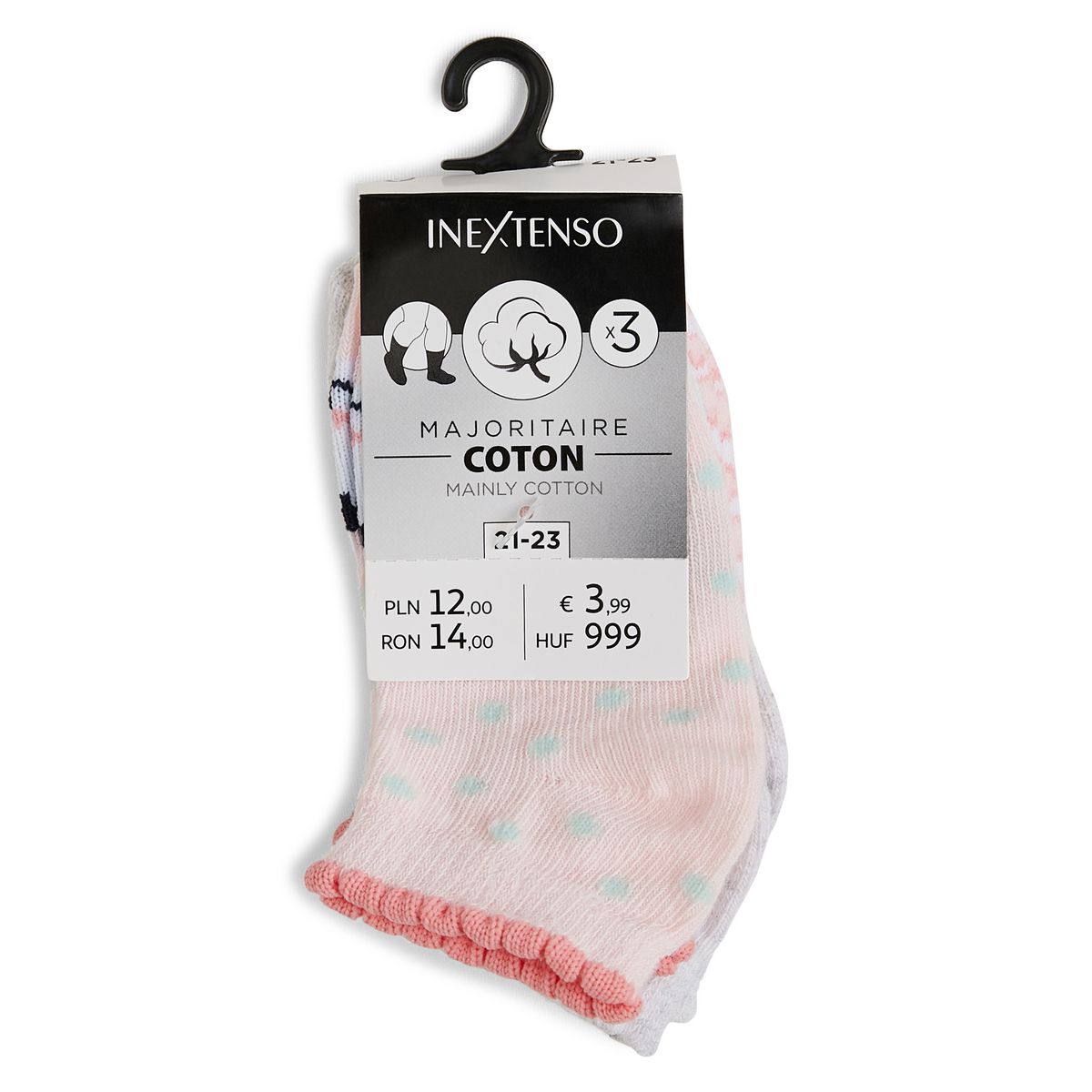 INEXTENSO Lot de 3 socquettes roses bébé fille