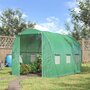 Voir la diapositive 2 : OUTSUNNY Serre de jardin tunnel surface sol 6 m² 3L x 2l x 2H m châssis tubulaire renforcé porte zippée 6 fenêtres enroulables vert