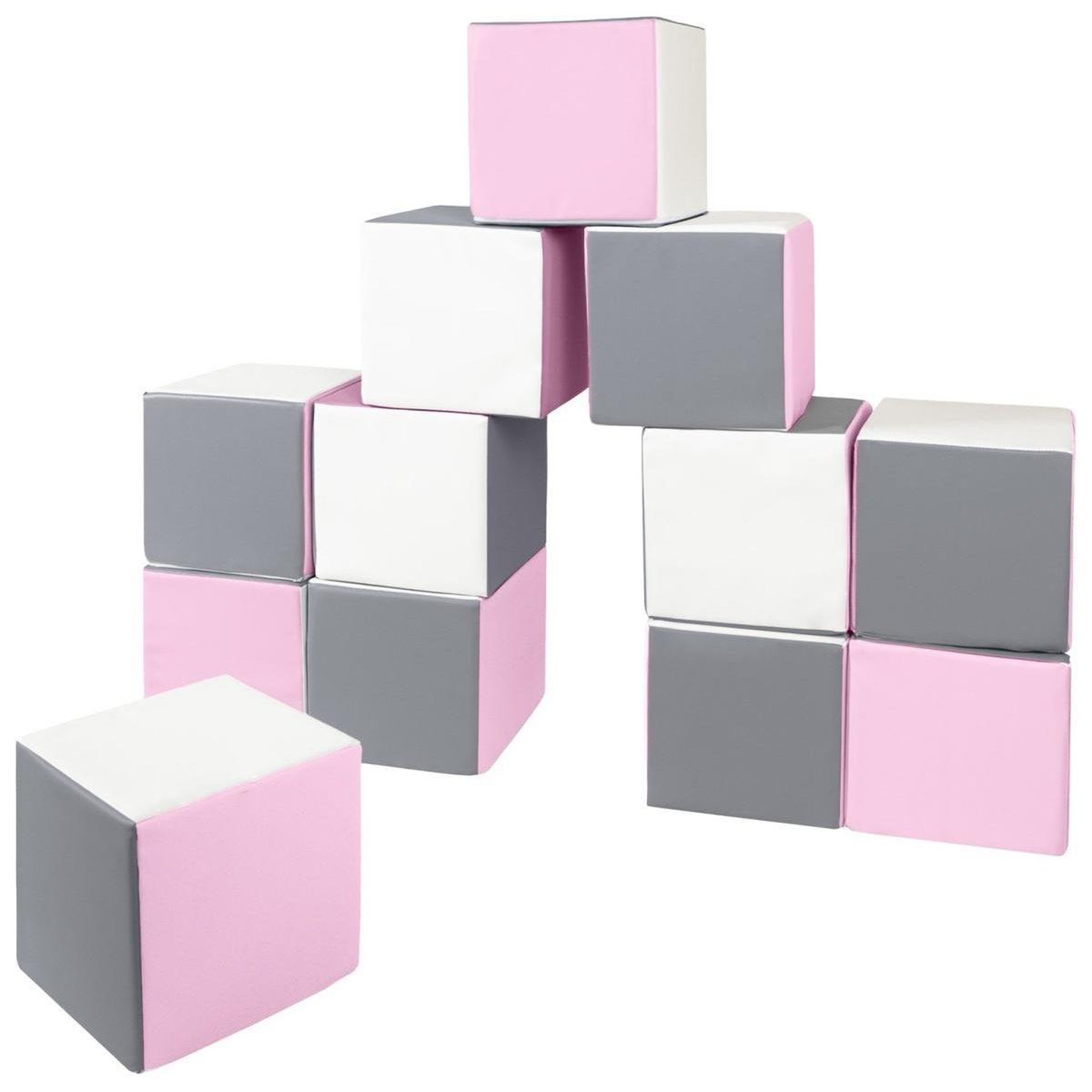 Voir la diapositive 4 : VELINDA Cubes - Lot de 12 blocs en mousse — blanc,rose clair,gris