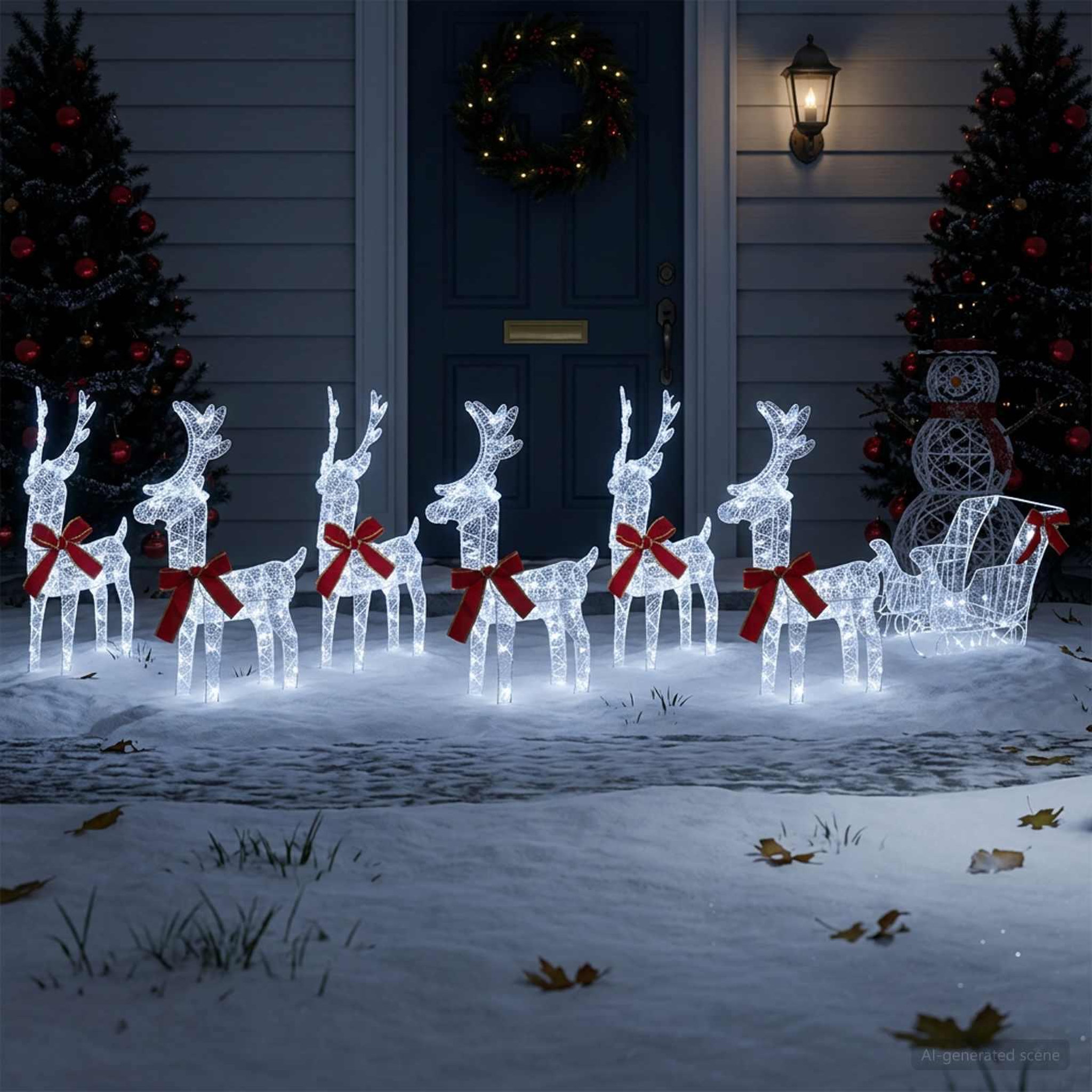 Voir la diapositive 2 : VIDAXL Renne de Noël avec traîneau 7 pc 760 LED Blanc froid