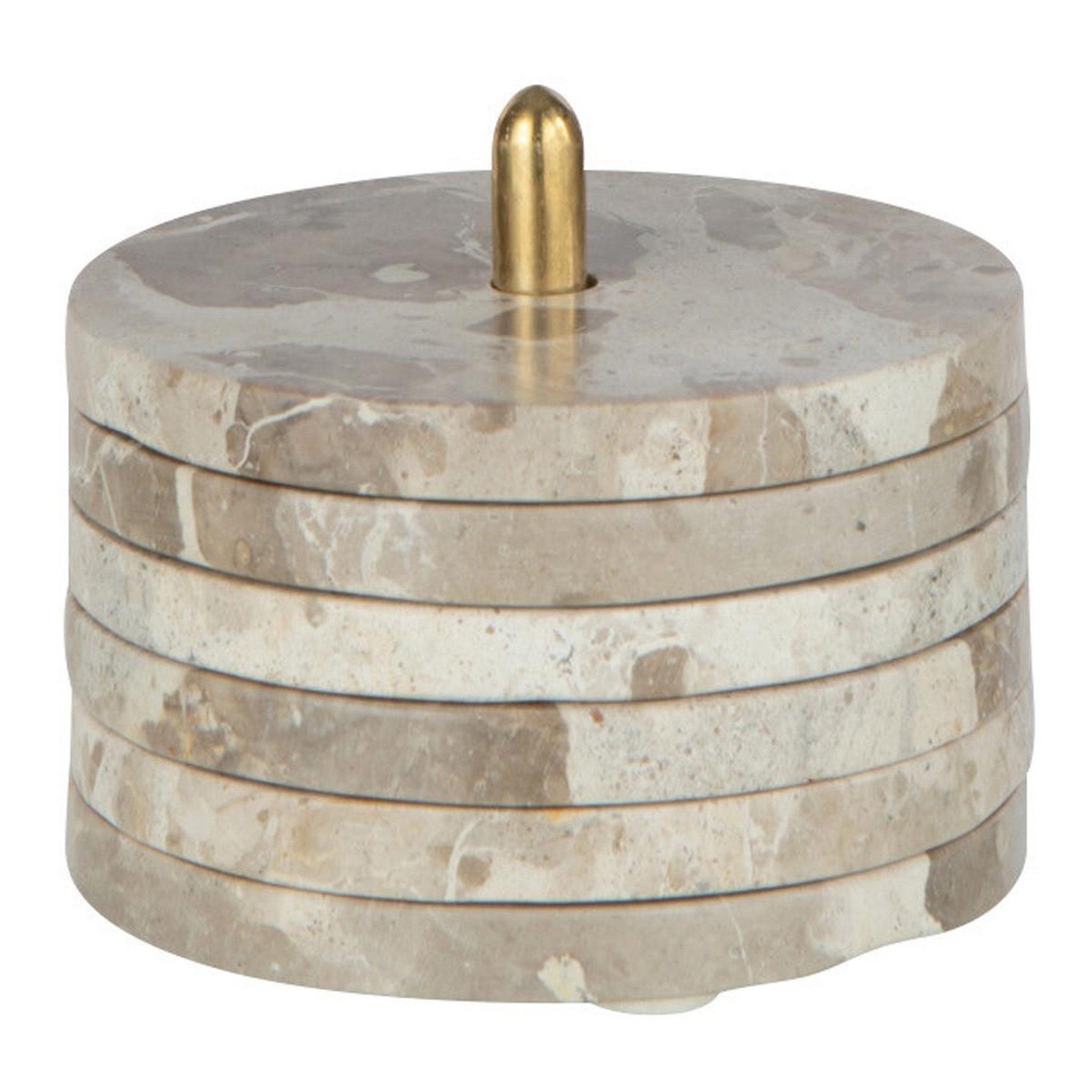 Voir la diapositive 1 : J-LINE Lot de 6 Dessous de Verre  Marbre  12cm Beige