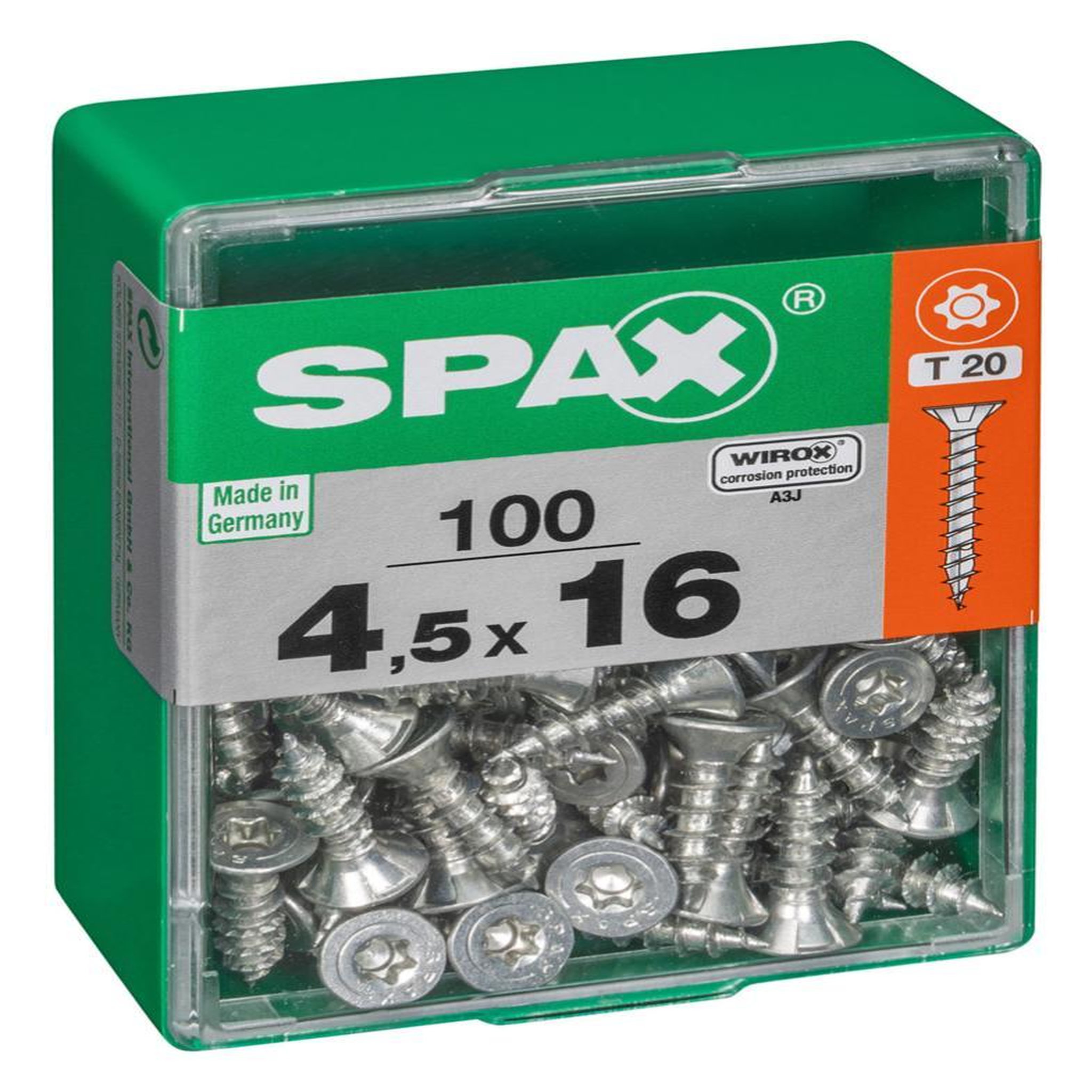 CENTRALE BRICO Lot de 100 vis acier tête autofraisée plate SPAX, Diam.4.5 mm x L.16 mm