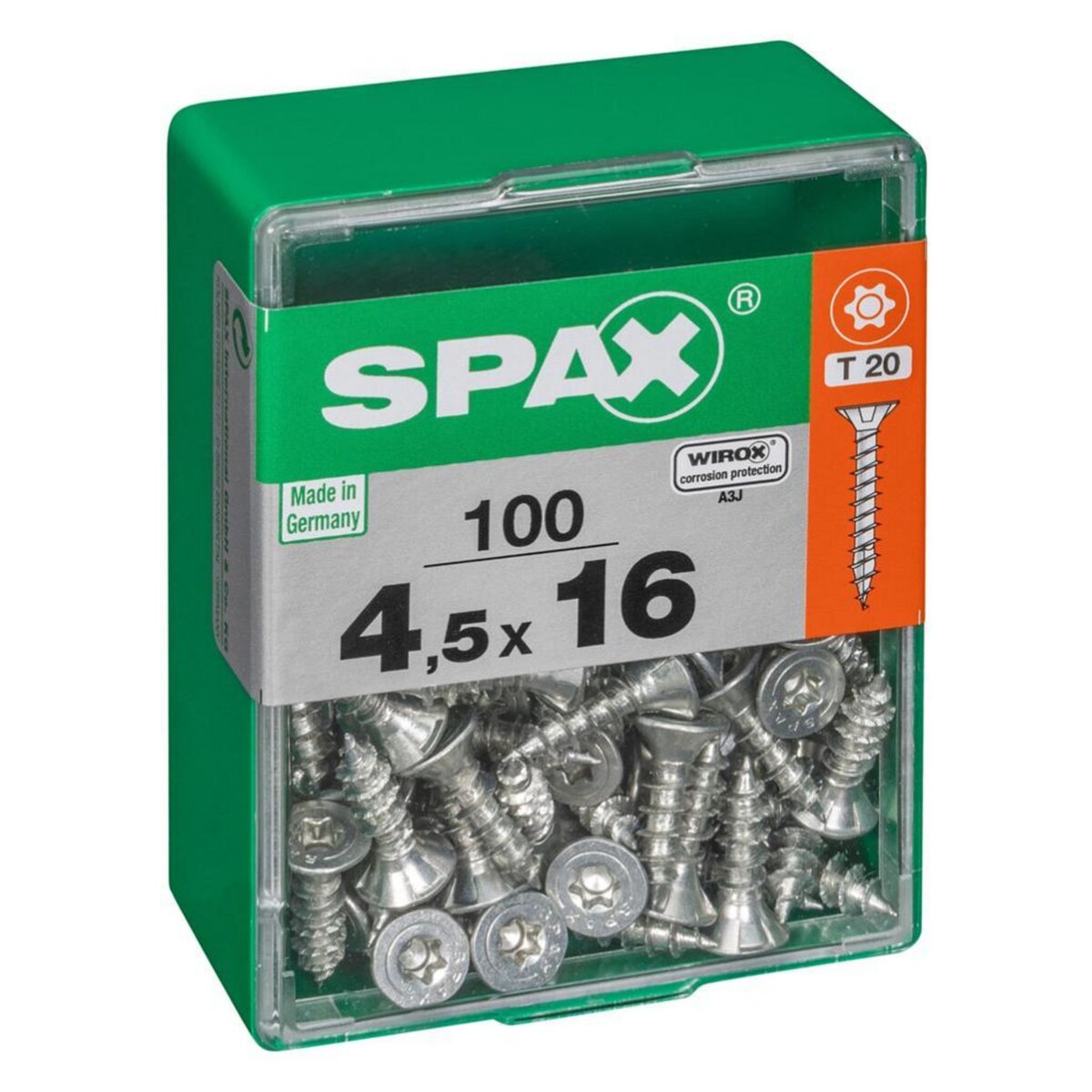 CENTRALE BRICO Lot de 100 vis acier tête autofraisée plate SPAX, Diam.4.5 mm x L.16 mm
