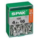 CENTRALE BRICO Lot de 100 vis acier tête autofraisée plate SPAX, Diam.4.5 mm x L.16 mm