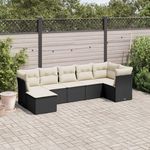 VIDAXL Salon de jardin 7 pcs avec coussins noir resine tressee