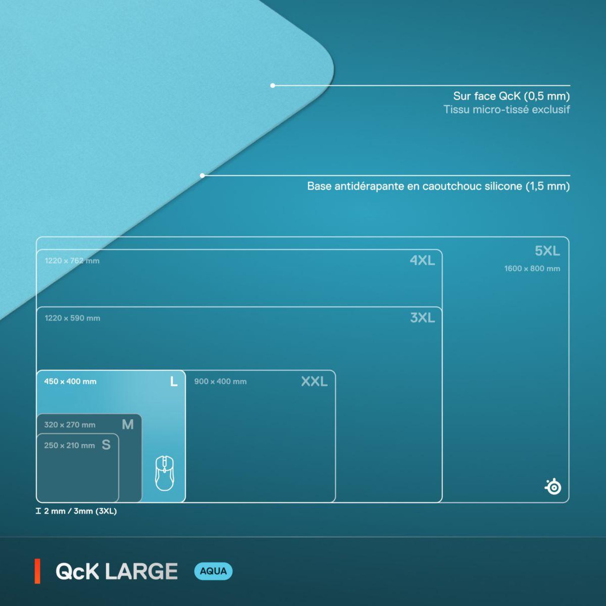 Voir la diapositive 5 : STEEL SERIES Tapis de souris qck l aqua