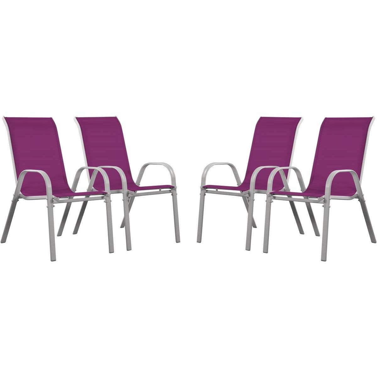 Habitat et Jardin Fauteuil jardin Textilène  Cordoba  - Phoenix - Rose - Lot de 4