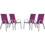 Voir la diapositive 1 : Habitat et Jardin Fauteuil jardin Textilène  Cordoba  - Phoenix - Rose - Lot de 4